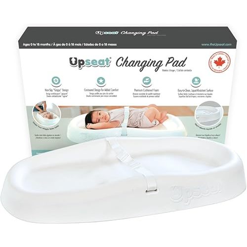 Upseat Baby Changing Pad, Non-Slip Grippy Design, Premium Cushioned Foam, Contoured for Comfort, Waterproof and Easy-to-Clean, Liquid-Resistant (Coconut)