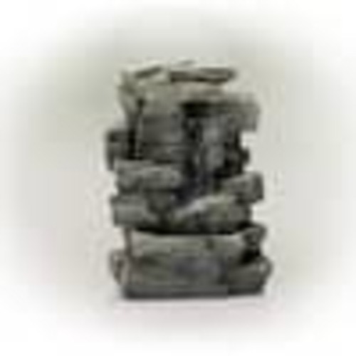 Alpine Corporation 13 in. Tall Indoor 4-Tier Cascading Tabletop Fountain with LED Lights, Gray WIN220