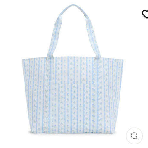 X-Large Tote - Jumbo Tote - Ribbon Floral Blue