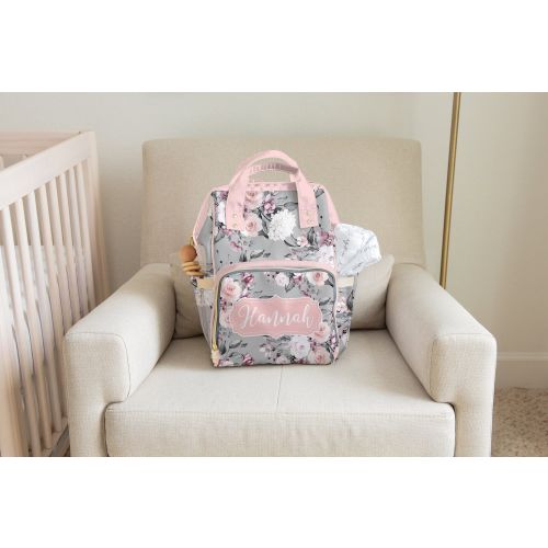 Floral Diaper Bag, Custom Diaper Bag Backpack, Girl Diaper Bag, Baby Shower Gift, Personalized Baby Bag, Multiuse Backpack, New Mom Gift