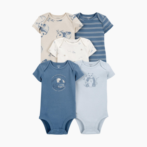 Carter's 5-Pack Short-Sleeve Bodysuits - Blue, 3 M