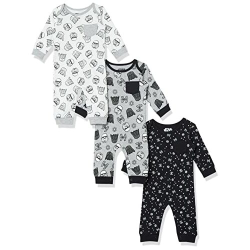 Amazon Essentials Disney | Marvel | Star Wars Baby Boys' Cotton Coveralls, Pack of 3