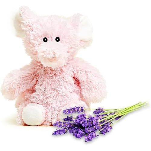 Warmies Junior Microwavable & Weighted Stuffed Animals, Pink Elephant - Heated Stuffed Animal Plushie for Warmth & Comfort - Cute Soft Plush Toys for Adults & Children (Boys, Girls, Babies & Toddlers)