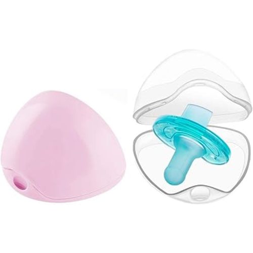 Pacifier Case (Clear, Macaron Pink, 2 Pack)
