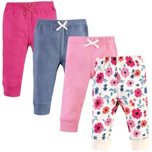 Touched by Nature Baby and Toddler Girl Organic Cotton Pants 4pk, Garden Floral, Size: 0-3 months