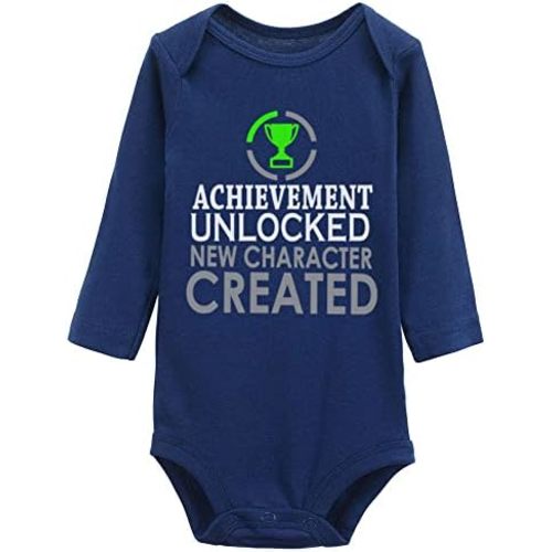 Achievement Unlocked New Character Created Baby Cartoon Long Sleeve Bodysuit Rompers