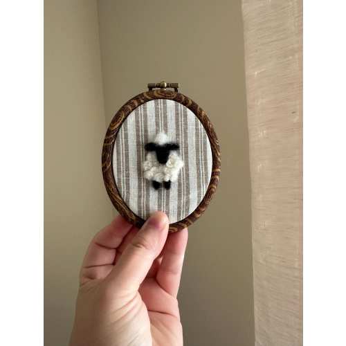 Needle Felt Sheep Nursery Decor: Handmade Wool Animal Wall Art