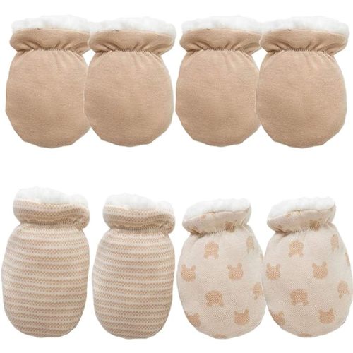 Paladoo Baby Mittens Sherpa Lined Fleece 0-24 Months Winter (0-6 Months 4 Pairs)