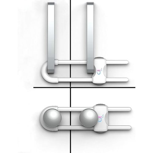 Baby Proofing Cabinet Locks | Adjustable U Shaped Baby Safety Latches for Drawers, Fridge, Closet |Modern Baby Proofing Cabinet Lock with Extra Secure Lock Buttons (Pack of 4, White)