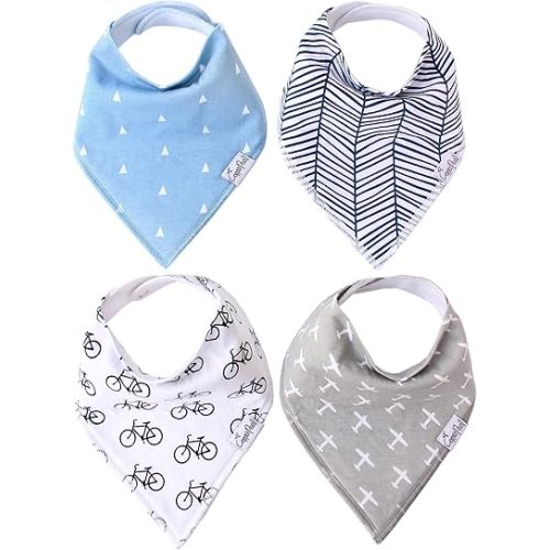 Copper Pearl Baby Bandana Bibs - 4 Pack Soft Cotton Baby Bibs for Drooling and Teething, Absorbent Drool Bibs for Baby Boy, Adjustable to Fit Newborns to Toddlers, Tons of Styles (Cruise Set)