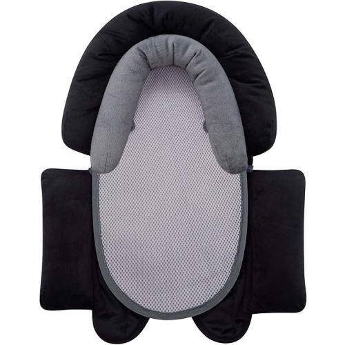 Pro Goleem Breathable 3-in-1 Infant Car Seat Head Support, Soft Infant Car Seat Insert, Carseat Cushion for Toddler, Perfect for Car Seat, Strollers, Swings, Carrier, Bouncer, Black and Grey