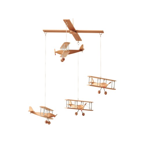 Airplane kids mobile, 4 beech Hanging planes, Decorative wooden airplane, Travel theme nursery, baby shower gift,Model, Nursery Decor mobile