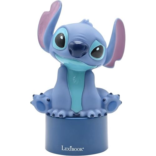 LEXiBOOK, Disney Stitch, Nightlight with Speaker, Color Change, Soft Light, Battery Operated, Blue, NS01D