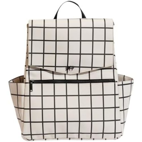 Freshly Picked Classic Diaper Bag Backpack, Wipeable Vegan Leather Diaper Bag With Changing Pad, Convertible (Windowpane)