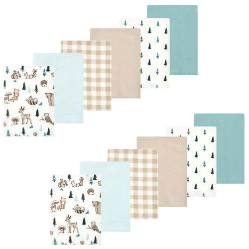 Luvable Friends Hudson Baby Flannel Burp Cloths 12pk, Forest Critters