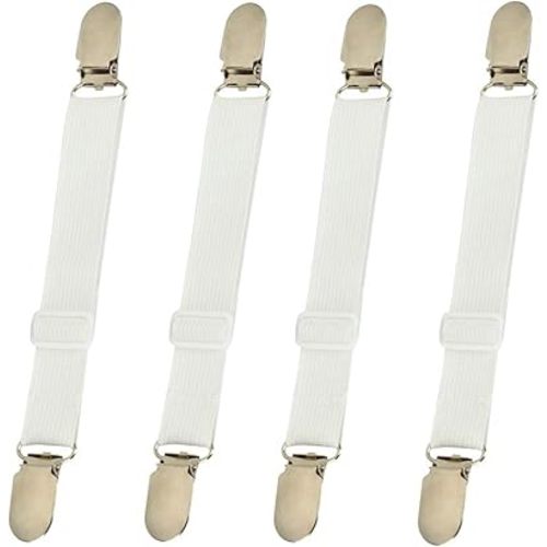 Bed Sheet Clips Straps Sheet Holder Mattress Clips, 4 Pcs Adjustable Elastic Bed Sheet Grippers Straps Suspender Fasteners Holder