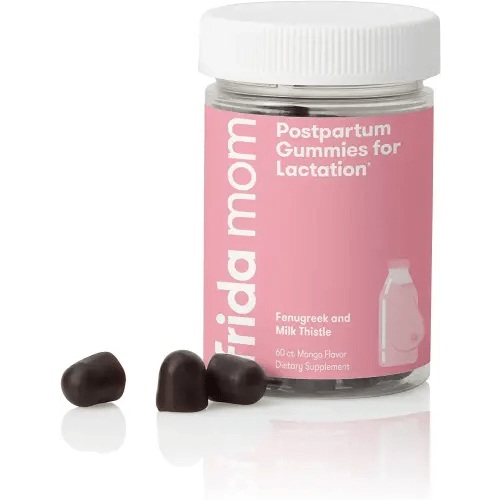 Frida Mom Postpartum Gummies for Lactation | Chewable Supplement Made with Fenugreek + Milk Thistle to Increase Milk Supply | 60 Count