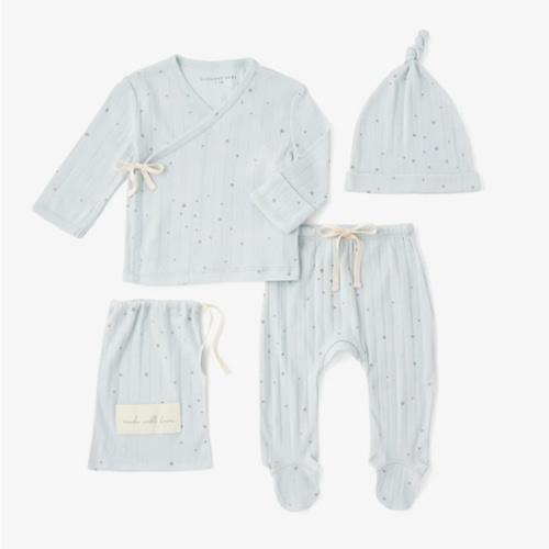 Blue Celestial Organic Cotton Ribbed Layette Set