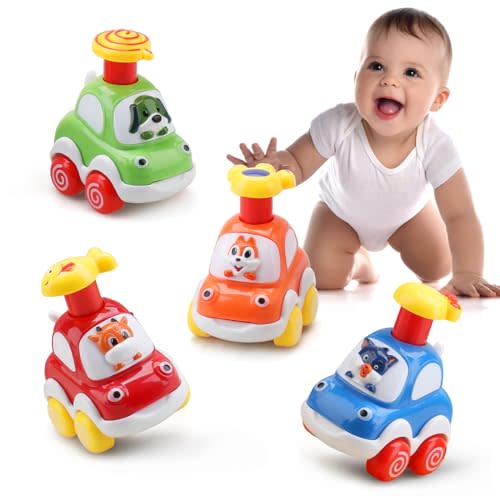 Amy&Benton Baby Toy Cars Toddler 1 2 Year Old Cartoon Wind up Cars Press and Go Cars Push Go Car for Kids 1-3 1st First Birthday Gift Toys Boys Present