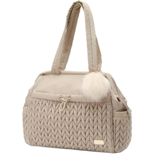 Asha Diaper Bag Tote For Daily Use, Travel Shoulder Diaper Bag With Long Strap And Stroller Clips Hospital Bag For Labor Delivery,Practial Baby Bag For New Parents(Beige)