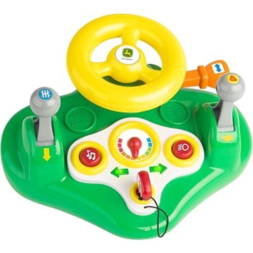 John Deere Busy Driver, Kids Toy Steering Wheel & Driving Dashboard, 12 Months and Up Green