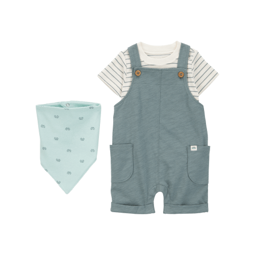 Baby 3-Piece Striped Shortall Set - Blue - Carter's | Carter's