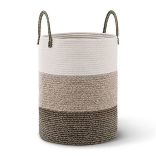 Cheer Collection Large Cotton Rope Laundry Hamper with Handles – Tall Woven Basket for Clothes, Toys, Blankets