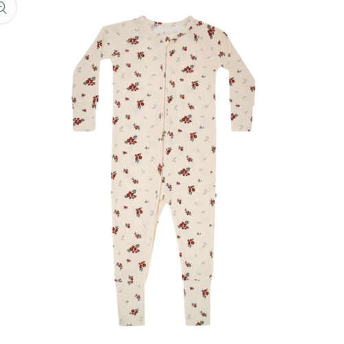 Scattered Floral Small Ribbed Zip Romper
