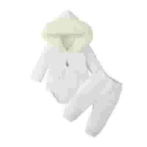 MINKIDFASHION Baby Clothing Sets Girls Hooded Long Sleeve Romper and Pants Outfit White 0-3 Months