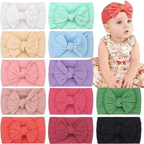 CÉLLOT Super Stretchy Soft Knot Headbands with Hair Bows Head Wrap Hair Accessories For Newborn Baby Girls Infant Toddlers Kids