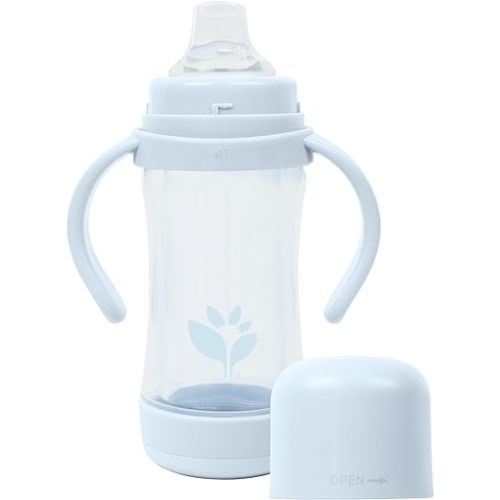 green sprouts® Glass & Sprout Ware® Sip & Straw 5oz., 6mo+, Plant-Plastic, Platinum-Cured Silicone, Dishwasher Safe, Grows with Baby, Tested for Hormones, 5oz, Light Blueberry