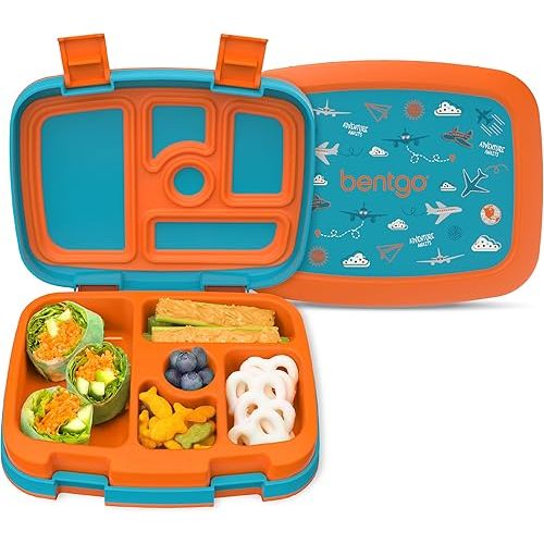 Bentgo Planes Lunch Box, 1 Piece, Made of Food-safe materials (No BPA, Vinyl, Lead, or PVC) | 5-Compartment
