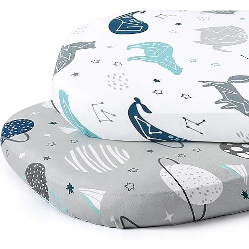 Stretch Fitted Bassinet Sheet Set BROLEX 2 Pack Cradle Sheets for Bassinet Pad/Mattress,Unisex Boys Girls,Ultra Soft,Space Planet