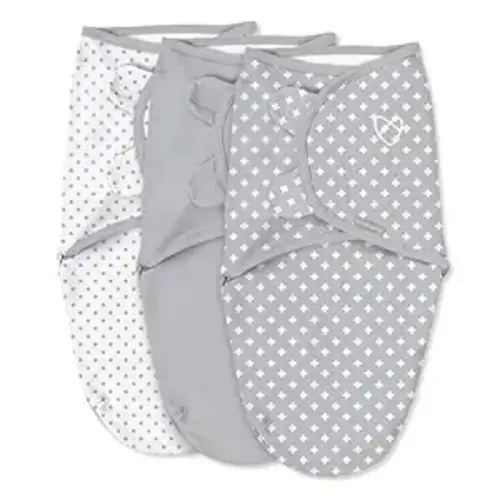 SwaddleMe by Ingenuity Original Swaddle, 100% Cotton, Improves Sleep & Calms Startle Reflex, 0-3 Months, 3-Pack - Criss Cross Polka Dot - Polk Dot 3pk