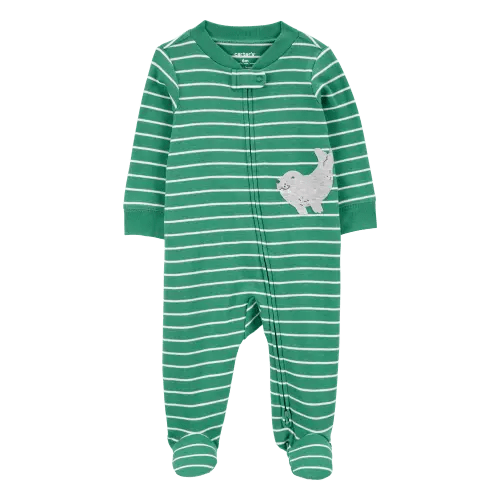 Baby Striped Walrus 2-Way Zip Sleep & Play Pajamas - Carter's | Carter's