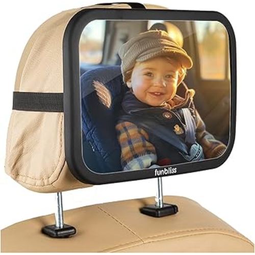 Baby Car Mirror Most Stable Backseat Mirror with Premium Matte Finish,Ultra High Definition PMMA Material, Secure and Shatterproof,Black