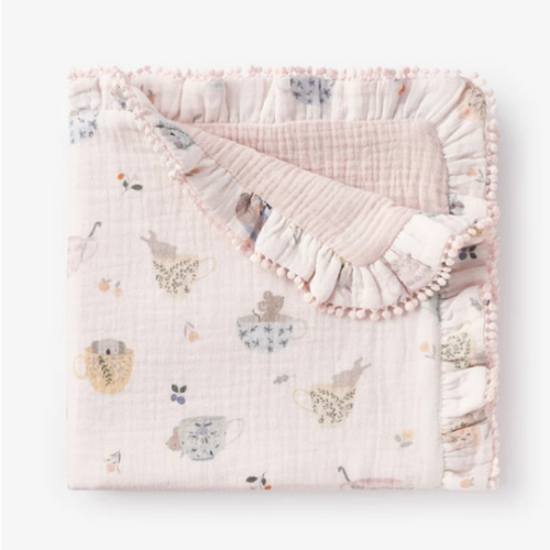 Tea Party Organic Muslin Security Blanket – Elegant Baby