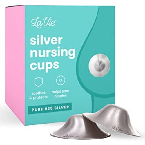 LaVie Silver Nursing Cups, Soothing Protection for Nursing Nipples, Calming Relief for Breastfeeding Moms, Silver Nipple Covers All Natural (Regular Size)