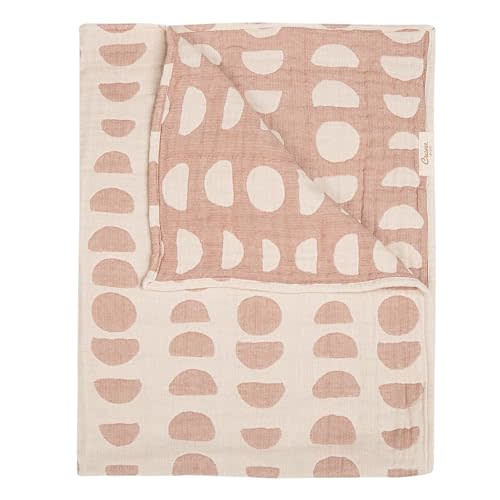 Crane Baby Moon Phase Cotton Baby Blanket 30” x 40”, Soft Cotton Muslin Nursery and Stroller Blanket for Boys and Girls, Neutral Baby Gift