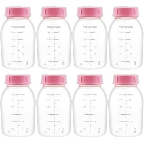 Maymom Breast Pump Bottle Compatible with Medela Pump in Style MaxFlow, Freestyle, Swing Maxi Pump, Maymom Breastshields; Compatible with Ameda MYA Joy, Finesse and Purely Yours Pumps; 8pc/pk