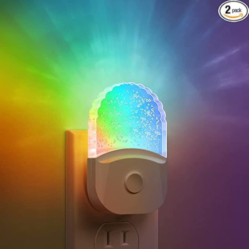Night Lights Plug Into Wall [2 Pack], Color Changing, 8-Color RGB LED Nightlight with Dusk to Dawn Sensor