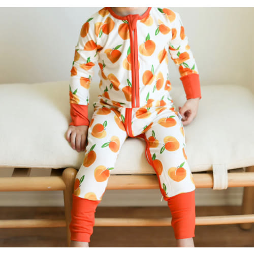 Zipper Baby Pajamas | Super Soft Viscose Bamboo | Peaches Print | Free Shipping >$75 – Southern Slumber
