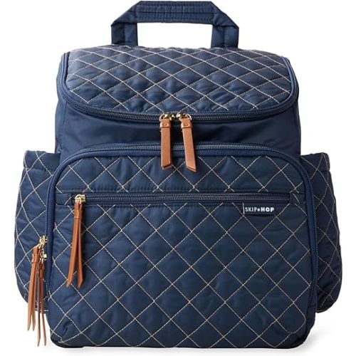 Skip Hop Diaper Bag Backpack: Forma, Multi-Function Baby Travel Bag with Changing Pad & Stroller Attachment, Navy