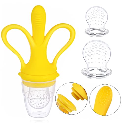Baby Fruit Feeder, Banana Mesh Pacifier Infant Toddler Fresh Food, Babies More Than 3 Months Feeding Eating Supplies Silicone Teething Toys, Removable with Storage Box