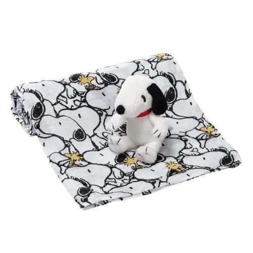 Snoopy Muslin Swaddle Blanket & Mini Plush Newborn Baby Gift Set – Lambs & Ivy