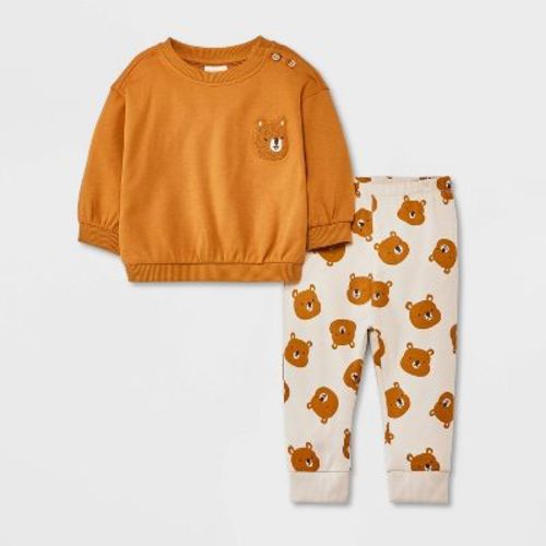 Baby Graphic Fleece Sweatshirt & Jogger Pants - Cat & Jack™, Color: Brown, Size: 18M