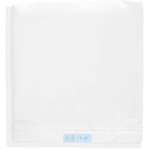 QuickZip Crib Extra Zip-On Sheet (SecureFit Wraparound Base Not Included) - Faster, Safer, Easier Baby Crib Sheets - White 100% Cotton - Fits All Standard Crib Mattresses