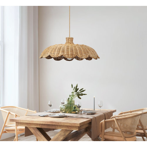 Bay Isle Home™ Zent – 18", 24", 28" Natural Rattan Plug-In or Hardwired Pendant Light Fixture for Kitchen Island, Dining Room, and Covered Patio in Boho or Coastal Style | Wayfair