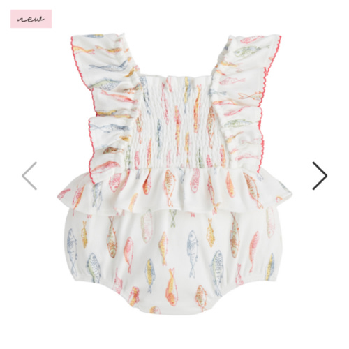 Fish Smocked Baby Bubble | Mud Pie