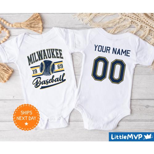 Milwaukee Onesie® - Milwaukee Baseball Baby - Milwaukee Baby Boy - Milwaukee Baby Girl - Milwaukee Baby Shower